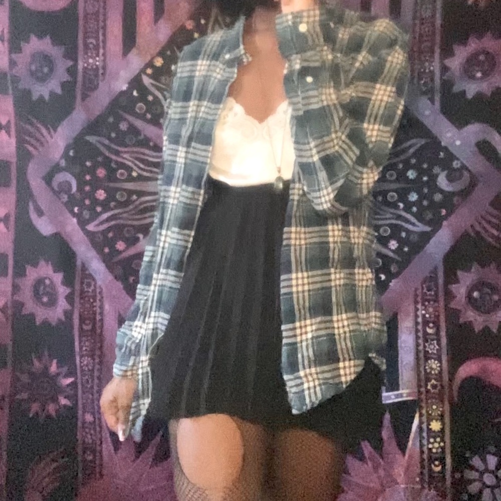 Old Navy Green Plaid Flannel Button Down